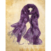 fashion linen scarf with embroidery for spring season